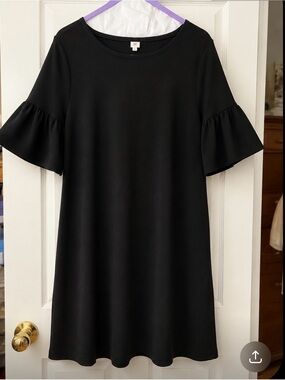J. Crew Black Ruffle Sleeve A-Line Dress